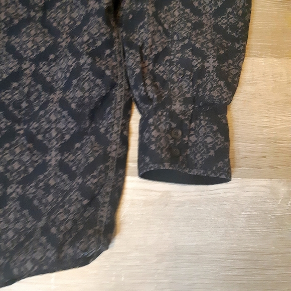 Mervyns Profile XXL black grey batique print cotton button up pocketed shirt - Picture 4 of 11